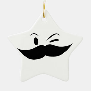 Ornement Étoile En Céramique Moustache Kinky