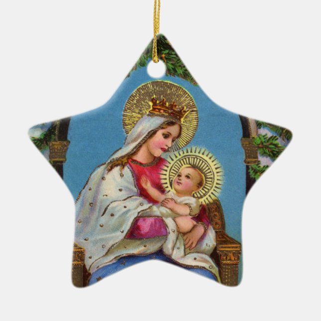 Ornement Étoile En Céramique Nativité avec Madonna et l'enfant (Devant)