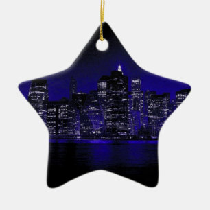 Ornement Étoile En Céramique New York La Nuit