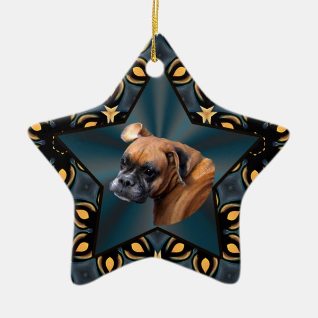 Ornement Étoile En Céramique Noble Boxer Dog Star Ornament (Devant)