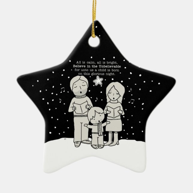 Ornement Étoile En Céramique Noël Caroling (Devant)
