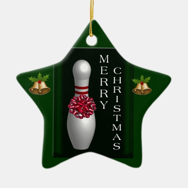 Ornement Étoile En Céramique Noël de bowling (Devant)