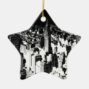 Ornement Étoile En Céramique Noir et blanc New York