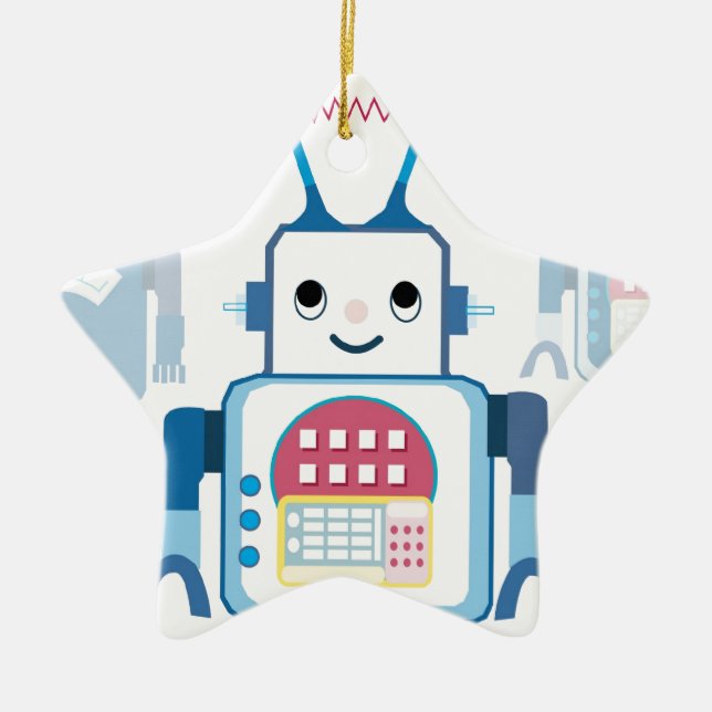 Ornement Étoile En Céramique Nouveautés bleues fraîches de cadeaux de robot (Devant)