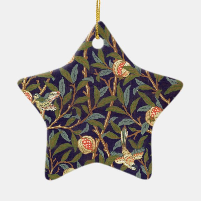 Ornement Étoile En Céramique Oiseau et grenade William Morris (Devant)