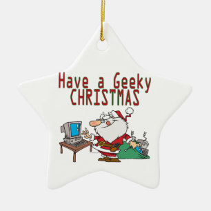 Ornement Étoile En Céramique ont geeky noël père Noël informatique tech