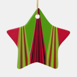 ORNEMENT ÉTOILE EN CÉRAMIQUE OR ROUGE VERT