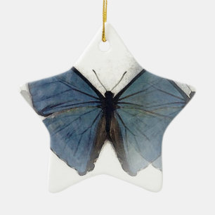Ornement Étoile En Céramique Papillon bleu