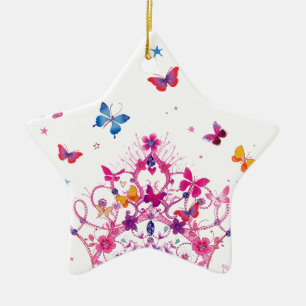 Ornement Étoile En Céramique Papillons volants colorés avec des objets d'art de
