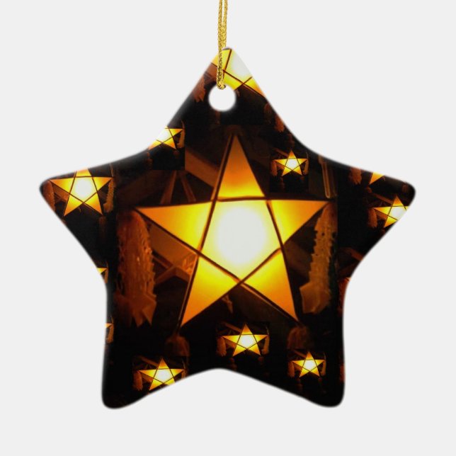 Ornement Étoile En Céramique Parol d'or (Devant)
