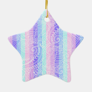 Ornement Étoile En Céramique Pastel Candy Motif d'Imaginaire doux rayé