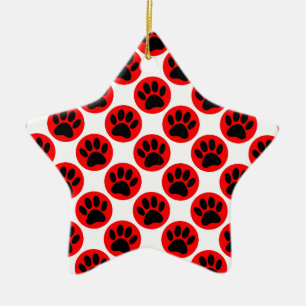 Ornement Étoile En Céramique Patrouilles De Chien Noir En Pois Rouge