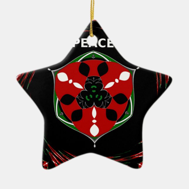 Ornement Étoile En Céramique "Peace : with Shield Emblem" (Devant)