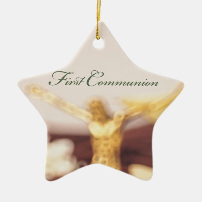 Ornement Étoile En Céramique Personnaliser, Première communion Félicitations (Devant)