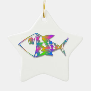Ornement Étoile En Céramique Poisson Abstrait