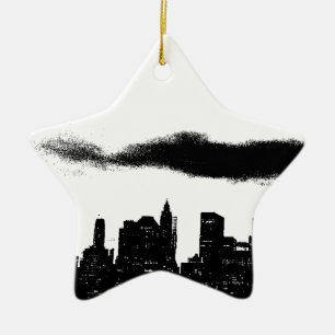 Ornement Étoile En Céramique Pop Art Black White New York City