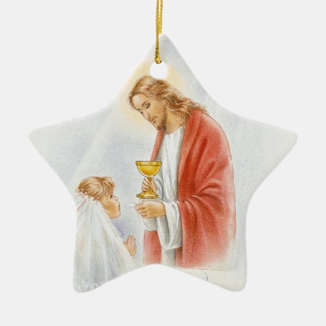 Ornement Étoile En Céramique Premières filles de communion (Devant)