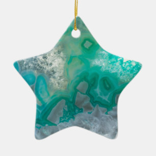 Ornement Étoile En Céramique Quartz turquoise Geode