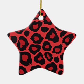 Ornement Étoile En Céramique RAB Rockabilly Empreinte de léopard Rouge Noir