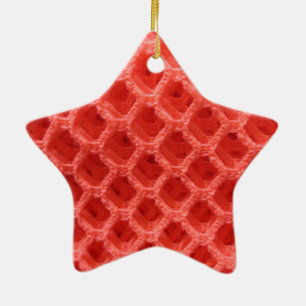 Ornement Étoile En Céramique Red Colored crochet Fabric Look