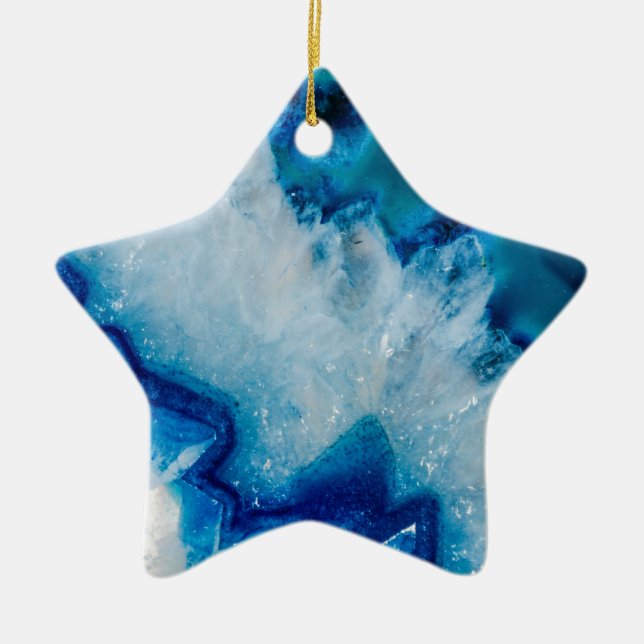 Ornement Étoile En Céramique Royal agate de bleu (Devant)