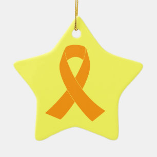 Ornement Étoile En Céramique Ruban de sensibilisation à l'orange - leucémie, MS