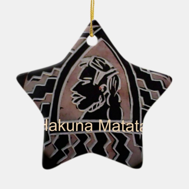 Ornement Étoile En Céramique Saveur Hakuna Matata Bongo. (Devant)