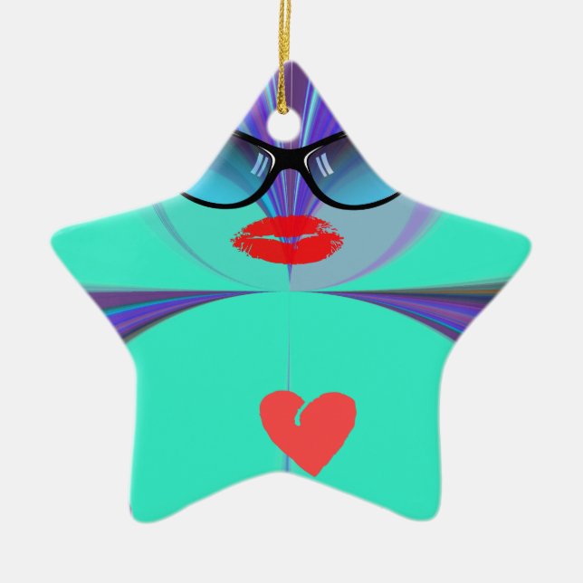Ornement Étoile En Céramique Selfie du cœur (Devant)