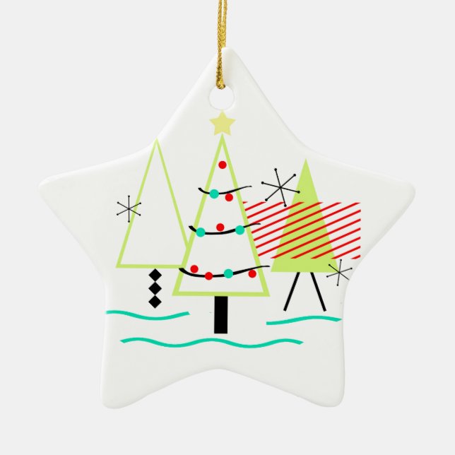 Ornement Étoile En Céramique siècle moderne arbres de noël rétro (Devant)