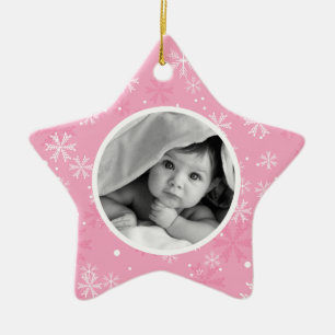 Ornement Étoile En Céramique Snowflakes Motif Photo Noël