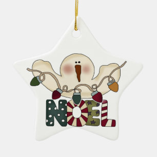 Ornement Étoile En Céramique Snowman Noel Keepsaké