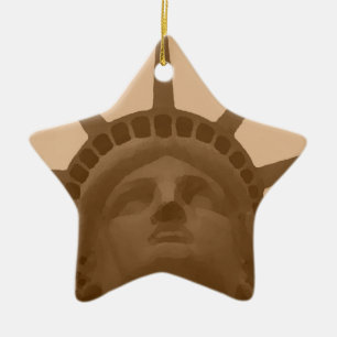 Ornement Étoile En Céramique Statue de la Liberté de Sepia vintage