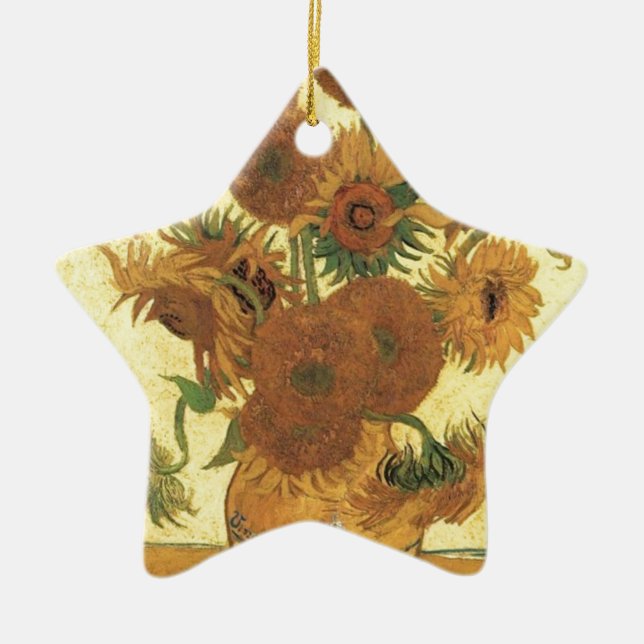 Ornement Étoile En Céramique Sunflowers par Van Gogh (Devant)
