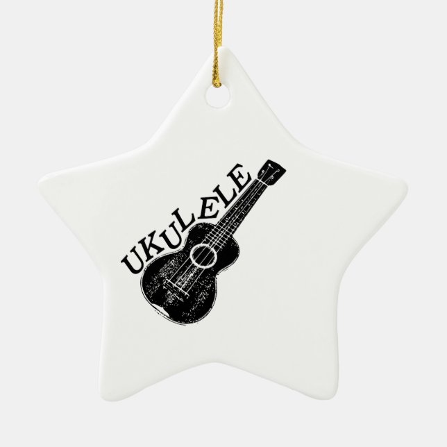 Ornement Étoile En Céramique Texte Et Image Ukulele (Devant)