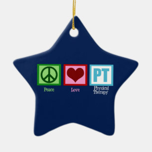 Ornement Étoile En Céramique Thérapie physique Star Peace Love PT Blue Christma