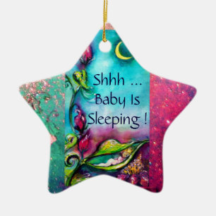 ORNEMENT ÉTOILE EN CÉRAMIQUE THUMBELINA ROSE RUBY AFFICHETTE DE PORTE DE L'ÉTOI