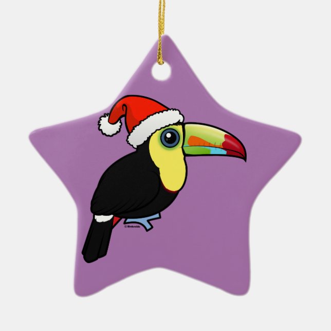 Ornement Étoile En Céramique toucan Quille-affiché Père Noël (Devant)