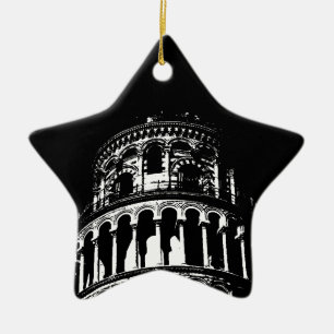 Ornement Étoile En Céramique Tour blanche noire de Pise Italie