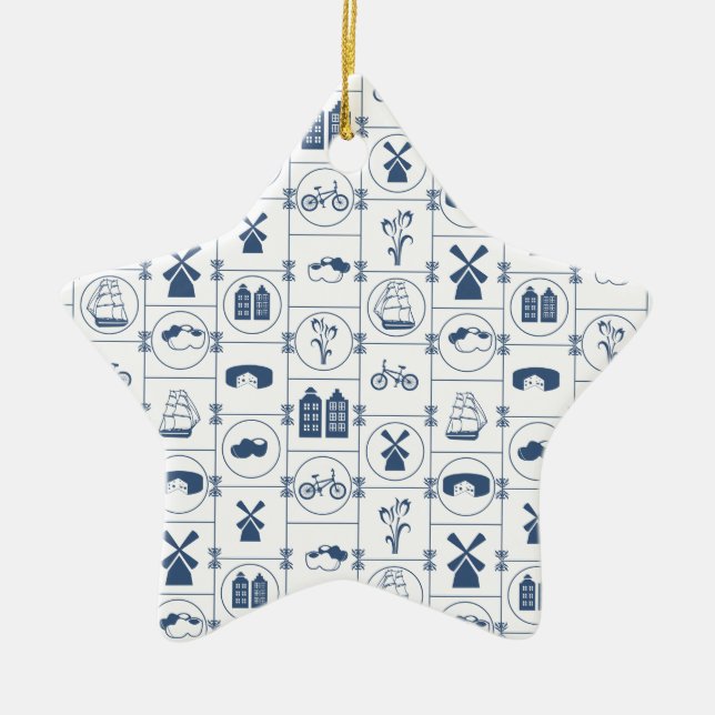 Ornement Étoile En Céramique Tuiles bleues néerlandaises (Devant)