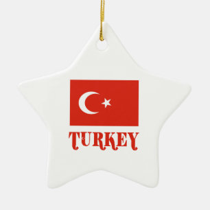 Ornement Étoile En Céramique Turquie et drapeau turc