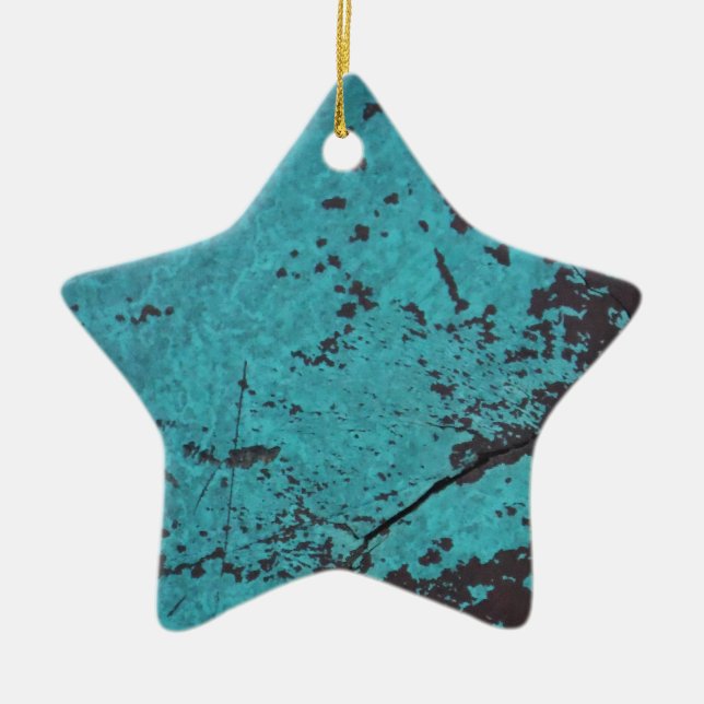 Ornement Étoile En Céramique Turquoise bleu rouillé (Devant)