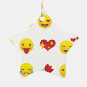 Ornement Étoile En Céramique Valentine Emojis