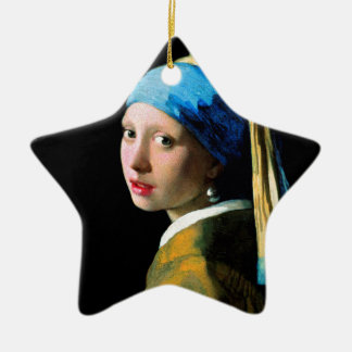 Ornement Étoile En Céramique Vermeer - fille avec une boucle d'oreille de perle