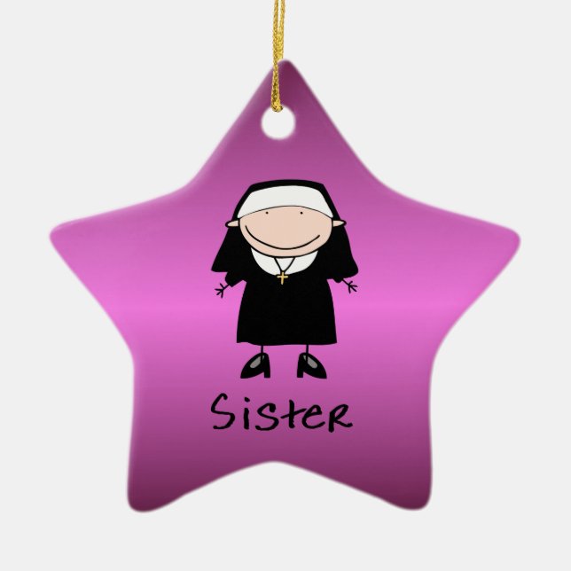 Ornement Étoile En Céramique Vocation religieuse de nonne de profession (Devant)