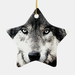 Ornement Étoile En Céramique Wolf Eyes