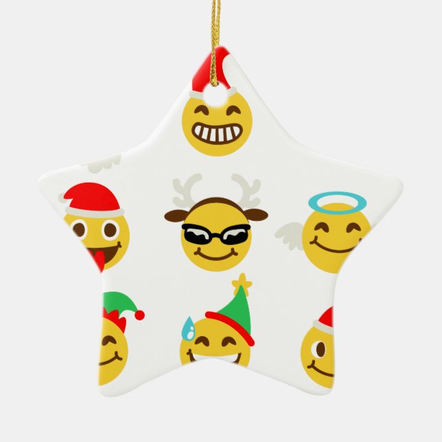 Ornement Étoile En Céramique xmas émoji joyeux (Devant)