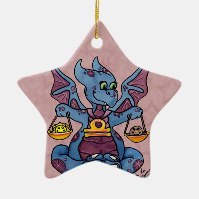 Ornement Étoile En Céramique Zodiaque mignon de dragon de bébé d'ornement (Devant)