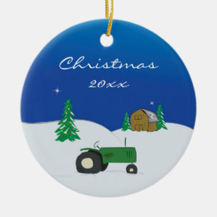Ornement fait sur commande de tracteur et de Noël