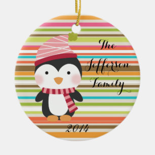 Ornement familial de pingouins de Noël personnalis