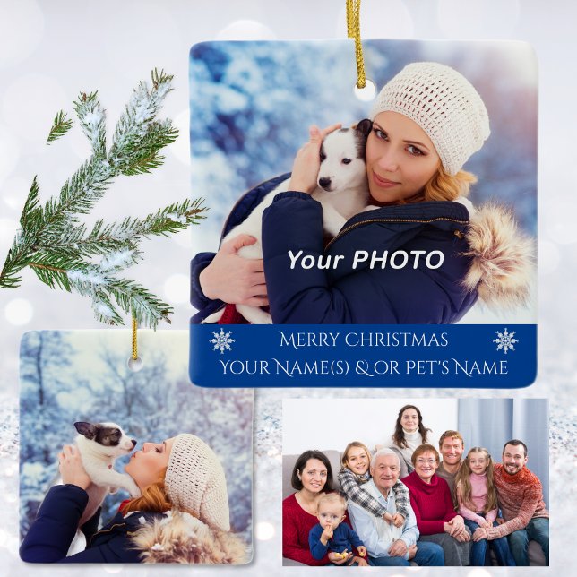 Ornement familial personnalisé avec chien, chat ou (2 Photos Ornaments. Personalized Ornaments. Personalized Christmas Ornaments. Photo Ornaments.  )